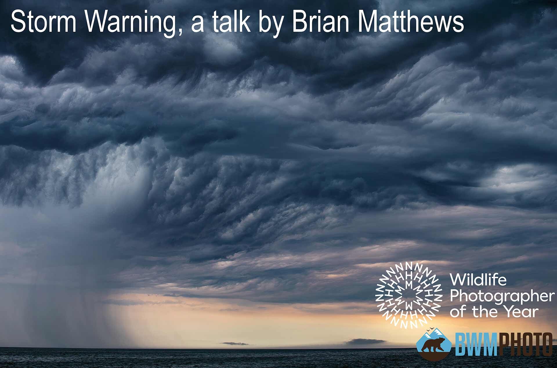 Storm Warning talk poster — click to view full flyer